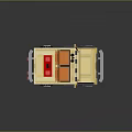 Yellow Toy Truck With Orange Seats Roof Lights And Black Wheels Design