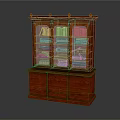 Classic Mahogany Bookcase With Glass Doors Display Shelves And Bottom Cabinets