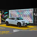Luxury Car Exhibition Booth With Large Screen Display And Interactive Stands 3d model