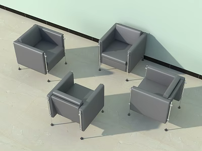 Modern Gray Single Sofa With Sleek Metal Legs In Contemporary Living Space 3d model