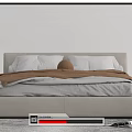 Modern Upholstered Double Bed With Gray Bedding Brown Throw And Nightstands 3d model