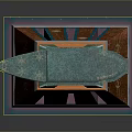 Anvil Shaped Green Top Decorative Object With Wooden Base And Striped Patterns