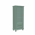 Tall Light Green Chest of Drawers with Glass Door and Drawers on Casters