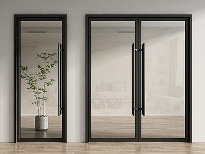 modern glass door glass double door glass door for office 3d model