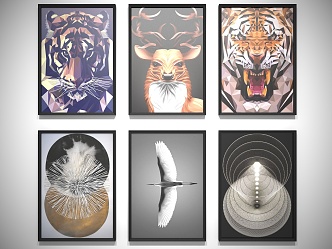 Modern Animal Painting Hanging Painting Decoration 3d model