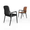 Modern Leather Dining Chairs With Black And Brown Armrest Design 3d model