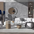 Modern sofa coffee table combination 3d model