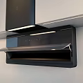 Modern Kitchen Interior Featuring Black Range Hood Cooktop And White Cabinets Appliances