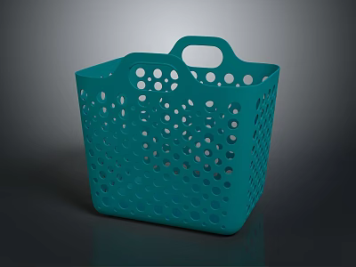 Green Plastic Storage Basket With Holes And Handle For Home Organization 3d model
