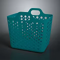Green Plastic Storage Basket With Holes And Handle For Home Organization