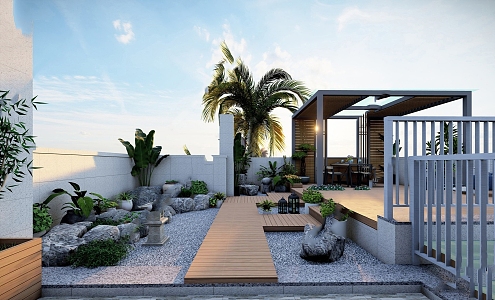 Modern Garden Courtyard Garden 3d model