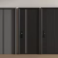Modern Security Door Designs with Black Gray Colors Striped Textured Panels and Secure Handles