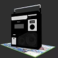 Retro Black Audio System With Handle Dual Speakers And Cassette Deck