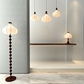 Floor lamp ceiling lamp American retro lamp combination 3d model