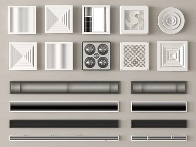 Various Styles Modern Air Conditioner Vent Covers With Different Designs And Colors 3d model
