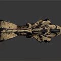 Intricate Wooden Carving With Curved Patterns And Vintage Brown Black Tones