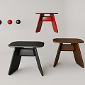 Modern Style Stools In Red Black And Brown Colors With Simple Design