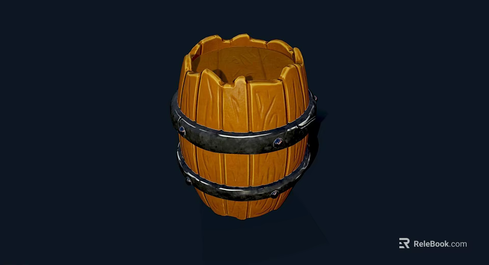 Rustic Wooden Barrel With Metal Hoops And Classic Wood Grain Design 3d model 