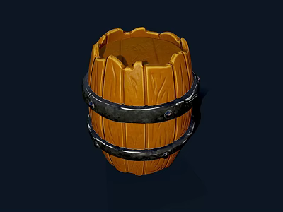 Rustic Wooden Barrel With Metal Hoops And Classic Wood Grain Design 3d model