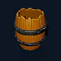 Rustic Wooden Barrel With Metal Hoops And Classic Wood Grain Design