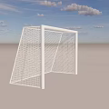 Soccer Field With White Goalpost And Net Under Blue Sky With Clouds
