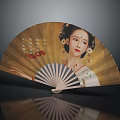 Elegant Traditional Chinese Fan With Classical Female Figure And Artistic Oriental Patterns