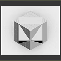 Minimalist White Geometric Polyhedron Sculpture With Faceted Structure On White Base