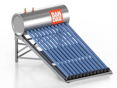 BAN DAIL Solar Water Heater With Silver Storage Tank And Blue Vacuum Tubes 3d model