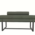 Modern Gray Upholstered Ottoman With Metal Frame And Cushioned Seat