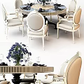Luxurious Dining Set With Green Gold Accent Chairs And Floral Vase Decor