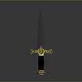Elegant Golden Hilt Dagger With Black Blade And Intricate Ornate Design