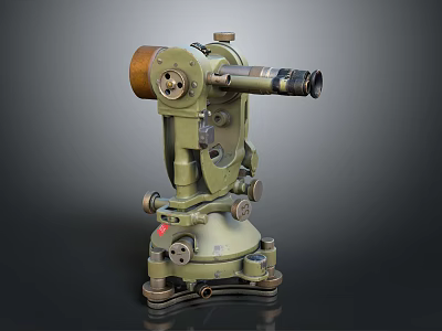 Vintage Medical Equipment With Metal Structure Telescopic Component Tripod Base And Control Knobs 3d model
