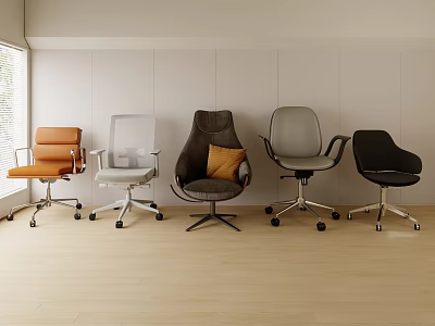 Modern Office Chairs In Various Styles And Colors For Interior Workspace 3d model