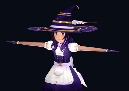 Magician Witch Tutu Cartoon Girl 3d model