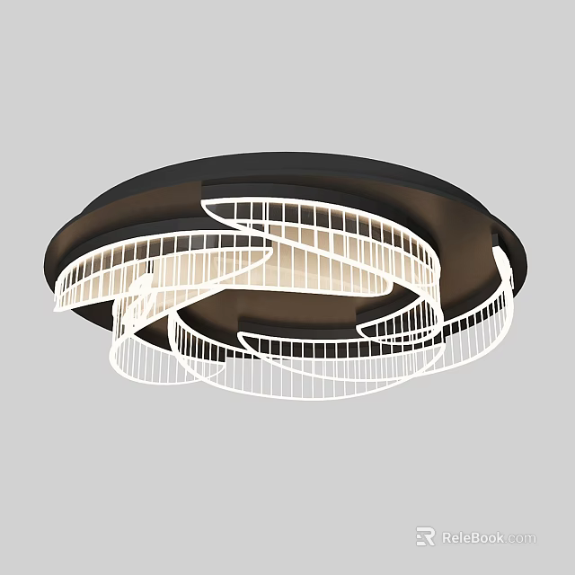 Modern Circular Spiral Ceiling Light With White Wire Frame And Sleek Design 3d model