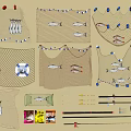 Practical Fishing Supplies Including Nets Lures Rods And Lifebuoy For Daily Use