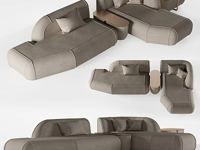 Modern Modular Sofa Set With Fabric Upholstery Accent Pillows And Side Table 3d model