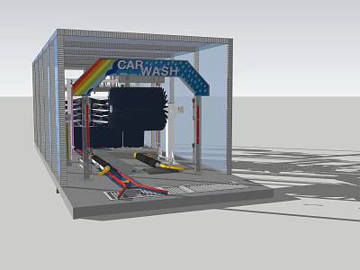 4S Dealership Car Wash Service Featuring Modern Equipment And Interior Facility 3d model