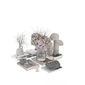 Home Decorative Ornament Set with Vase Flower Bouquet Mushroom Decor Books Tray and Candle