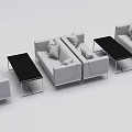Modern Sofa And Coffee Table Set With Glass Top Metal Frame White Cushions