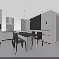 Modern Minimalist Living and Dining Room With Built In TV Wall And Marble Coffee Table
