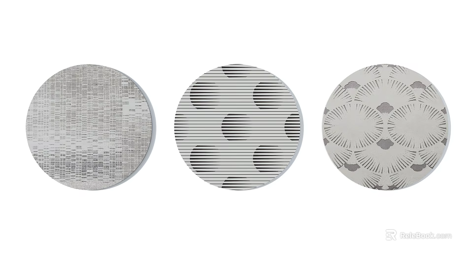 Stylish Round Rugs With Various Abstract Patterns For Home Interior Decor 3d model