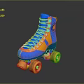 Vibrant Blue And Yellow High Top Roller Skates With Classic Laces And Yellow Wheels