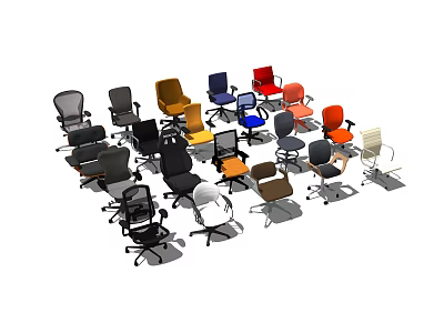 Various Color Office Chairs With Different Styles And Designs For Modern Workspaces 3d model