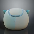 Cartoon Creature Character With Light Blue White Round Body Ears Curved Opening And Small Buttons