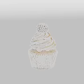 Delicious Cupcake With Caramel Swirl Frosting And Chocolate Ball On White Background