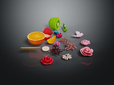 Modern fruit rose fresh fruit seasonal fruit 3d model