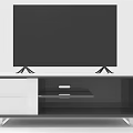 Modern Black and White TV Stand with Flat Screen TV Drawer and Metal Legs