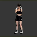 Man in Black Sportswear with Boxing Gloves Ready to Box in Gray Background