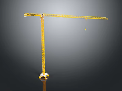 Yellow Tower Crane Construction Equipment With Long Boom For Building Sites 3d model